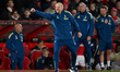 Sean Dyche, Nottingham Forest head coach, shouts instructions during the UEFA Europa Leagu...