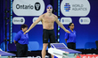 In Toronto, Ontario, Canada, on October 23, 2025, Luke Barr gets ready for the Men's 100 B...