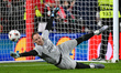 Matz Sels, the Nottingham Forest goalkeeper, warms up ahead of kick-off during the UEFA Eu...