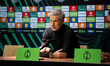 Legia Warsaw coach Edward Iordanescu speaks during a press conference after the UEFA Confe...
