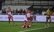 Baptiste FARISCOT scores during the match between Biarritz Olympique and Mont de Marsan at...