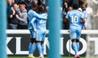 Brandon Thomas-Asante of Coventry City is congratulated for the goal by Haji Wright of Cov...