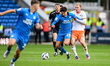 Matthew Garbett of Peterborough United challenges Jordan Brown of Blackpool during the Sky...