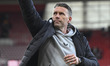 Rob Edwards, the Middlesbrough Manager, waves to the fans after the final whistle during t...