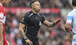 Referee Stephen Martin officiates the Sky Bet Championship match between Middlesbrough and...