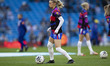 Chloe Kelly #11 of England participates in the pre-match warm-up during the International...