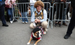 A dog and his owner dress as ''Stepbrothers'' and pose for a photo during the Washington S...