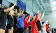 Fans cheer for their favorite athletes at the World Aquatics Swimming World Cup 2025 at To...
