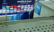 In Toronto, Ontario, Canada, on October 25, 2025, a Swimming World Cup Toronto 2025 banner...