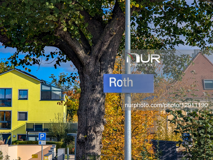 Deutsche Bahn Trains And Passengers At Roth Station Platform In Bavaria