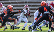 DJ GORDON, 18, rushes the ball for the Harvard Crimson during an NCAA Football Championshi...