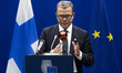Prime Minister of Finland Petteri Orpo at a press conference after the end of the European...