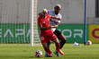 Yuri De Jesus Messias of Valletta plays against Pedro Henrique Nunes Silva of Hibernians d...