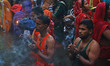 Hindu devotees worship the Sun god at the Shrine Galta Ji Temple 'Kund' during the 'Chhath...