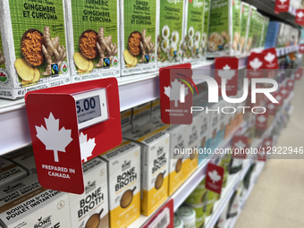 Labels show items prepared in Canada on shelves at a grocery store in Richmond Hill, Ontario, Canada, on October 25, 2025.  by Creative Touch Imaging Ltd/NurPhoto
