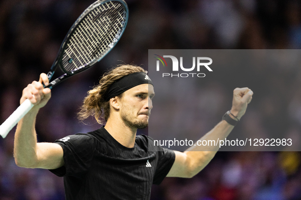 Alexander Zverev (GER) plays against Camilo Ugo Carabelli (ARG) in the men's singles match on day three of the Paris ATP Masters 1000 tennis...
