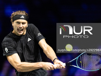 Alexander Zverev (GER) plays against Camilo Ugo Carabelli (ARG) in the men's singles match on day three of the Paris ATP Masters 1000 tennis... by Ibrahim Ezzat/NurPhoto