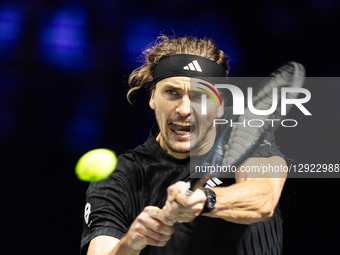 Alexander Zverev (GER) plays against Camilo Ugo Carabelli (ARG) in the men's singles match on day three of the Paris ATP Masters 1000 tennis... by Ibrahim Ezzat/NurPhoto
