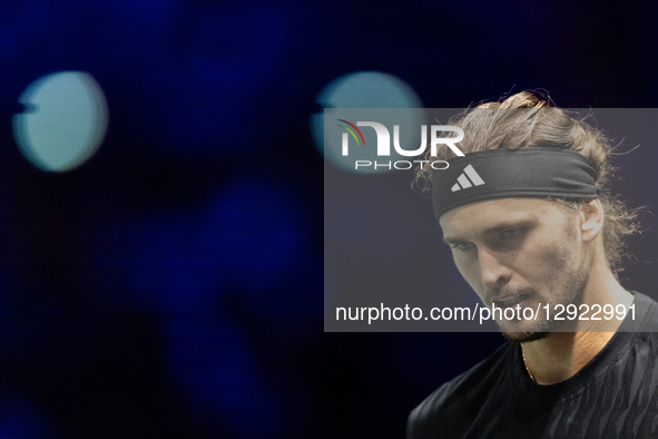 Alexander Zverev (GER) plays against Camilo Ugo Carabelli (ARG) in the men's singles match on day three of the Paris ATP Masters 1000 tennis... by Ibrahim Ezzat/NurPhoto