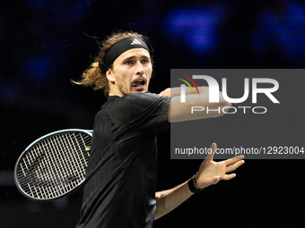 Alexander Zverev (GER) plays against Camilo Ugo Carabelli (ARG) in the men's singles match on day three of the Paris ATP Masters 1000 tennis... by Ibrahim Ezzat/NurPhoto