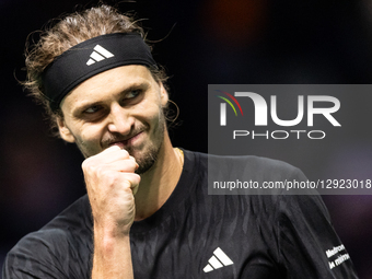 Alexander Zverev (GER) plays against Camilo Ugo Carabelli (ARG) in the men's singles match on day three of the Paris ATP Masters 1000 tennis... by Ibrahim Ezzat/NurPhoto