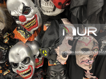 Scary Halloween masks are sold at a shop ahead of Halloween in Toronto, Ontario, Canada, on October 28, 2025.  by Creative Touch Imaging Ltd/NurPhoto