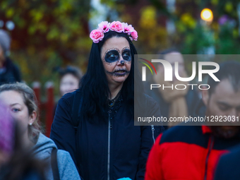 Performers in costumes participate in the Lassemajas ghost parade in Gamla Linkoping, Sweden, on October 29, 2025.  by Pradeep Dambarage/NurPhoto