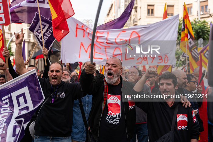 Metal Sector Protest In Barcelona, Spain