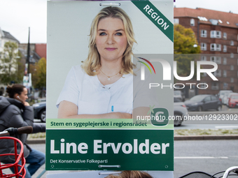 An election campaign poster for Line Ervolder of the Conservative People's Party is seen in Copenhagen, Denmark, on October 29, 2025. Munici... by Kristian Tuxen Ladegaard Berg/NurPhoto