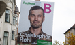 An election campaign poster for Christopher Rohl of the Social Liberal Party is seen in Co...