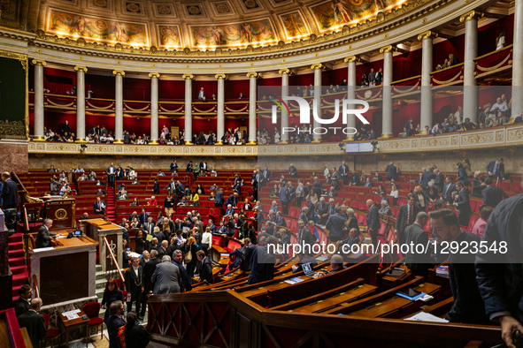 A general view of the hemicycle during a session of questions to the French government at the National Assembly in Paris, France, on October... by Telmo Pinto/NurPhoto