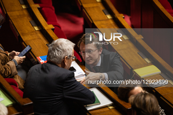 Paul Midy, MP deputy of the Ensemble pour la Republique (EPR) parliamentary group, is seen during the session of questions to the French gov... by Telmo Pinto/NurPhoto