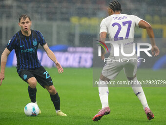Nicolo Barella of FC Internazionale plays during the soccer match between FC Internazionale and ACF Fiorentina, MD9 of the Serie A Enilive I... by Roberto Tommasini/NurPhoto