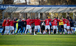 Wisla players and coaching staff celebrate victory in the game between Wisla Krakow and Hu...