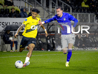 NAC Breda forward Charles Brym and Heracles Almelo midfielder Mario Engels play during the match between NAC Breda and Heracles Almelo (cup)... by EYE4images/NurPhoto