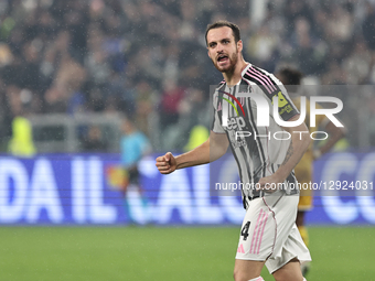Federico Gatti participates in the Serie A 2025-2026 match between Juventus and Udinese in Torino, Italy, on October 29, 2025.  by Loris Roselli/NurPhoto
