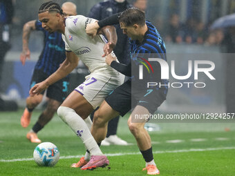 Cher Ndour of ACF Fiorentina and Piotr Zielinski duel during the soccer match between FC Internazionale and ACF Fiorentina, MD9 of the Serie... by Roberto Tommasini/NurPhoto