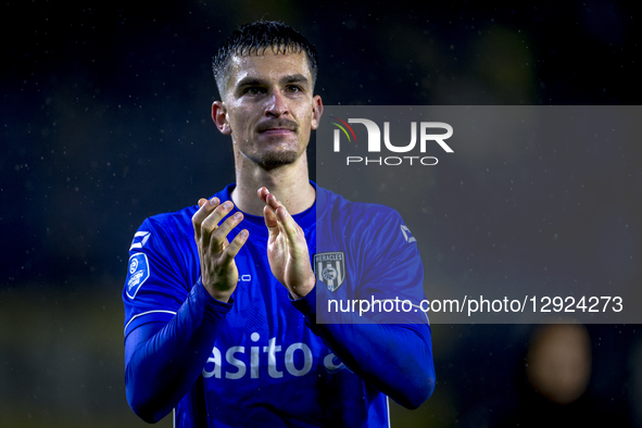 Heracles Almelo defender Alec Van Hoorenbeeck plays during the match between NAC Breda and Heracles Almelo (cup) at the Rat Verlegh Stadium... by EYE4images/NurPhoto