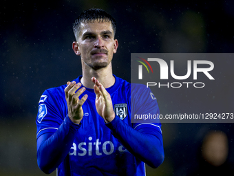 Heracles Almelo defender Alec Van Hoorenbeeck plays during the match between NAC Breda and Heracles Almelo (cup) at the Rat Verlegh Stadium... by EYE4images/NurPhoto