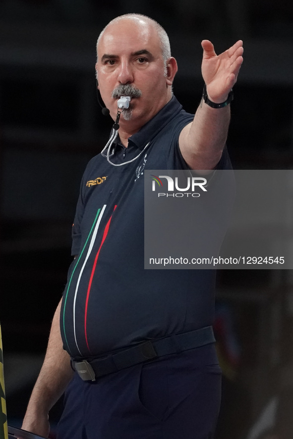 Luciani Ubaldo referees during the match between Sir Susa Scai Perugia and Sonepar Padova in the Super League Creed Bank Championship 2025/2... by Loris Cerquiglini/NurPhoto