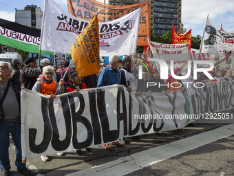 Pensioners and social movements protest outside the Argentine National Congress in Buenos Aires, Argentina, on October 29, 2025, as they do... by Catriel Gallucci Bordoni/NurPhoto