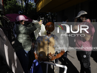 Pro-Palestinian activists assemble an effigy for a direct action outside the Indie Rocks Forum in Mexico City, Mexico, on October 29, 2025,... by Gerardo Vieyra/NurPhoto