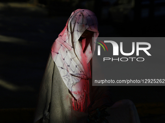 A mannequin covered in red paint simulating blood is seen during a protest outside the Indie Rocks Forum in Mexico City, Mexico, on October... by Gerardo Vieyra/NurPhoto