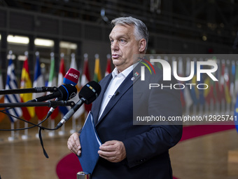 Prime Minister of Hungary Victor Orban does a doorstep press briefing after the end of the European Council Summit, the EU leaders meeting a... by Nicolas Economou/NurPhoto