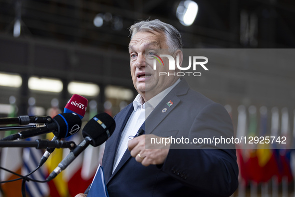 Prime Minister of Hungary Victor Orban does a doorstep press briefing after the end of the European Council Summit, the EU leaders meeting a... by Nicolas Economou/NurPhoto