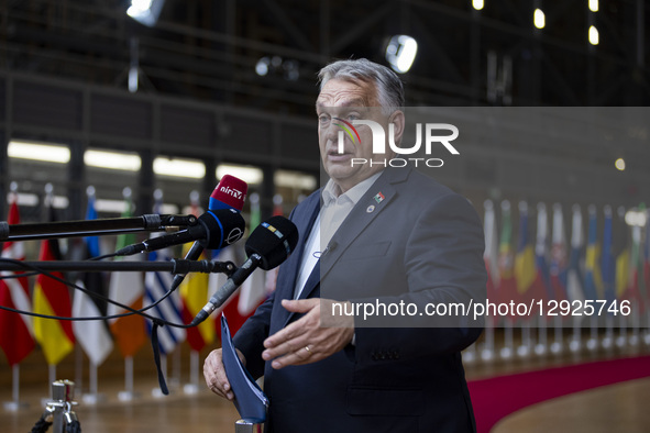 Prime Minister of Hungary Victor Orban does a doorstep press briefing after the end of the European Council Summit, the EU leaders meeting a... by Nicolas Economou/NurPhoto