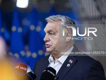 Prime Minister of Hungary Victor Orban does a doorstep press briefing after the end of the European Council Summit, the EU leaders meeting a... by Nicolas Economou/NurPhoto