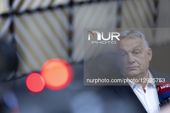 Prime Minister of Hungary Victor Orban does a doorstep press briefing after the end of the European Council Summit, the EU leaders meeting a... by Nicolas Economou/NurPhoto