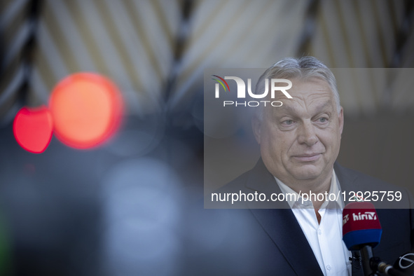 Prime Minister of Hungary Victor Orban does a doorstep press briefing after the end of the European Council Summit, the EU leaders meeting a... by Nicolas Economou/NurPhoto