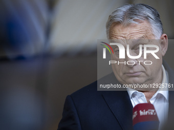 Prime Minister of Hungary Victor Orban does a doorstep press briefing after the end of the European Council Summit, the EU leaders meeting a... by Nicolas Economou/NurPhoto
